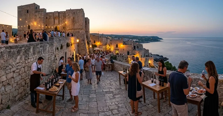 Degustazione di vini al tramonto durante il Castro Wine Fest