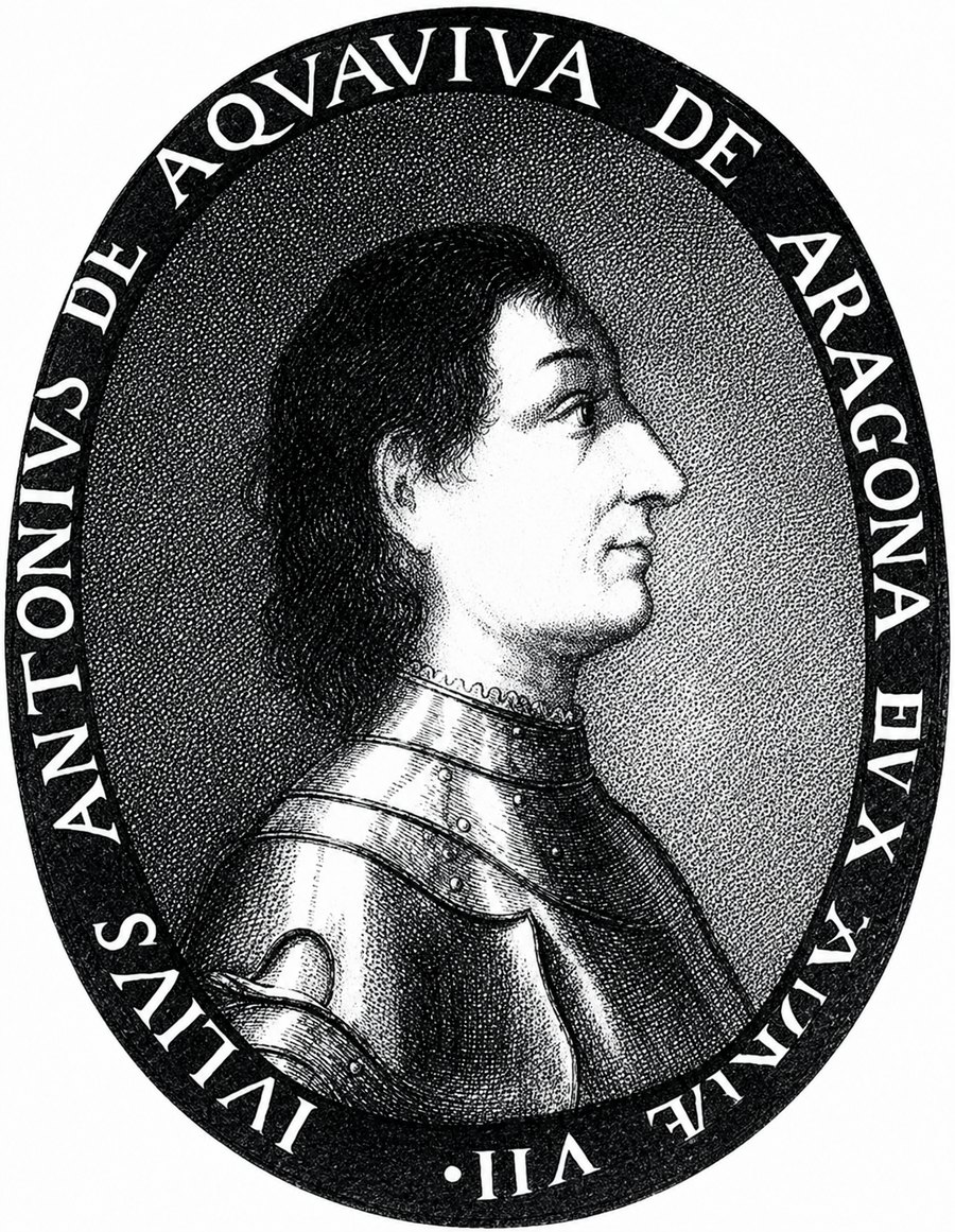 Ritratto araldico d'epoca del conte Giulio Antonio Acquaviva d'Aragona, VII duca di Atri